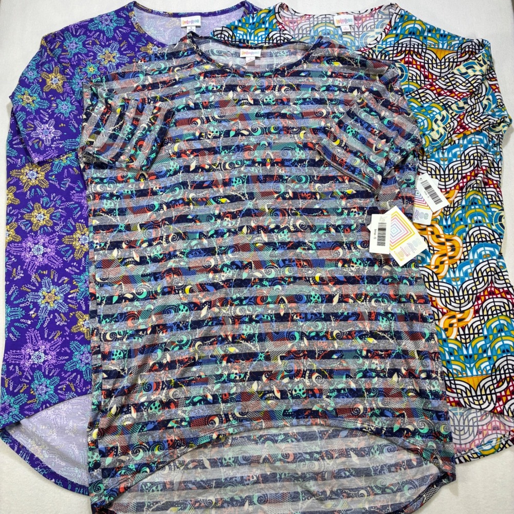 Boho Women Tunic Top LuLaRoe Irma S Multicolor Geometric Lot of 3 NWT High Low